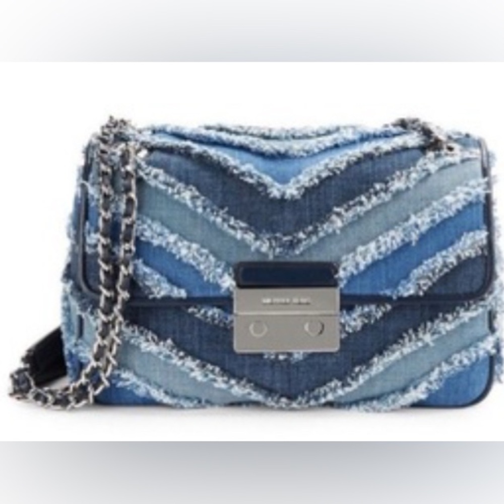 Michael Michael Kors Sloan Chevron Denim Shoulder Bag